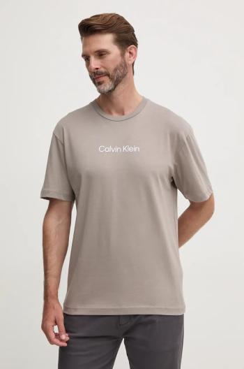 Bavlněné tričko Calvin Klein šedá barva