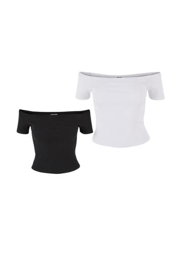 Urban Classics Ladies Organic Off Shoulder Rib Tee 2-Pack black+white - 3XL