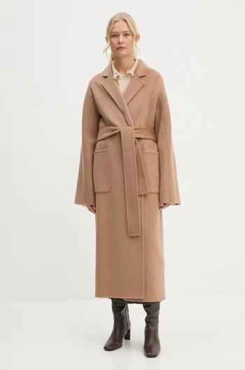 Vlněný kabát Stand Studio Claudine Long Coat hnědá barva, přechodný, 61218-8550