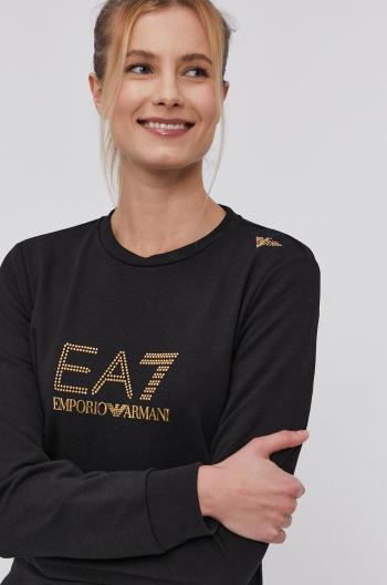 Mikina EA7 Emporio Armani dámská, černá barva, s aplikací