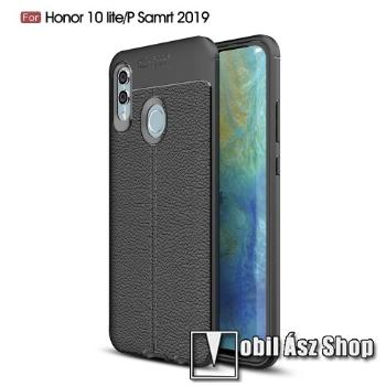 OTT! LEATHER SERIES szilikon védő tok / bőrhatású hátlap - FEKETE - ERŐS VÉDELEM! - HUAWEI P Smart (2019) / HUAWEI Honor 10 Lite