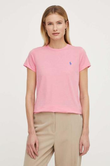 Bavlněné tričko Polo Ralph Lauren růžová barva, 211898698