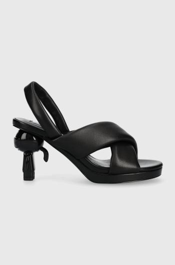 Kožené sandály Karl Lagerfeld IKON HEEL černá barva, KL39024