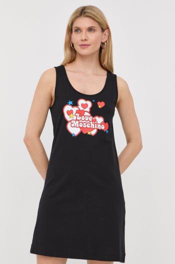 Bavlněné šaty Love Moschino černá barva, mini