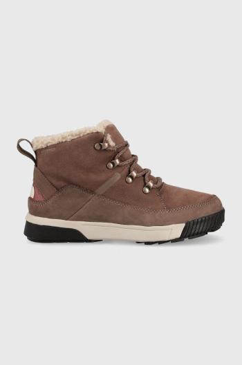 Boty The North Face WOMEN S SIERRA MID LACE WP dámské, hnědá barva, zateplené