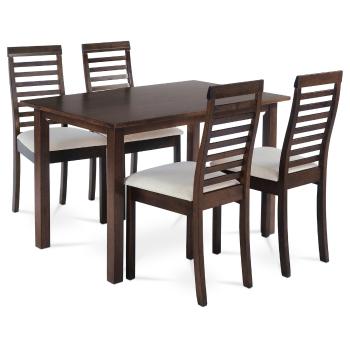 Jedálenský set z masívneho dreva so 4 stoličkami,120 x 75 x 75 cm, orech
