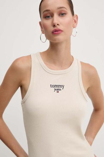 Top Tommy Jeans dámský, béžová barva, DW0DW18408