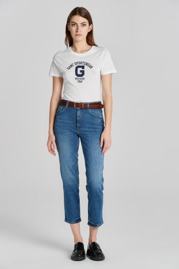 DŽÍNY GANT STRAIGHT CROPPED JEANS MID BLUE BROKEN IN