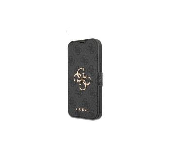 Guess PU 4G Metal Logo Apple iPhone 13 Pro flip tok, szürke