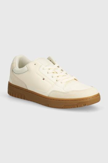 Sneakers boty Tommy Hilfiger TH BASKET CORE LTH MIX ESS béžová barva, FM0FM05058