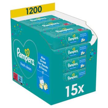 Pampers Fresh Clean Vlhčené ubrousky 15 balení = 1200 vlhčených ubrousků