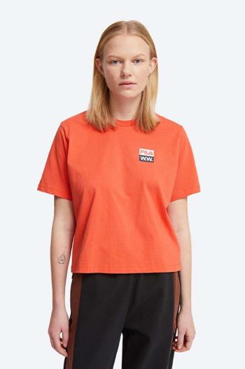 Bavlněné tričko Wood Wood Steffi T-Shirt x Fila oranžová barva, 688376.B026-ORANGE