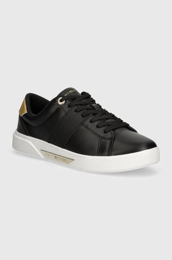 Kožené sneakers boty Tommy Hilfiger CHIC PANEL COURT SNEAKER černá barva, FW0FW07998