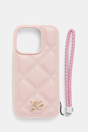 Puzdro na mobil Karl Lagerfeld iPhone 16 Pro ružová farba, KLHCP16LPSQSKLSMSP