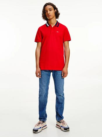 Tommy Jeans pánské červené polo triko - M (XNL)