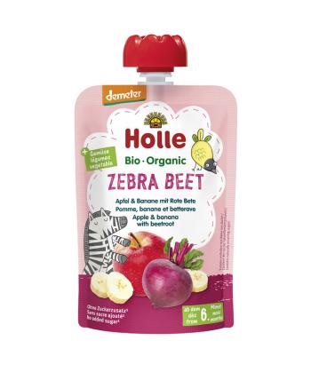 HOLLE Zebra Beet Bio ovocné pyré jablko, banán a červená řepa, 100 g (6 m+)