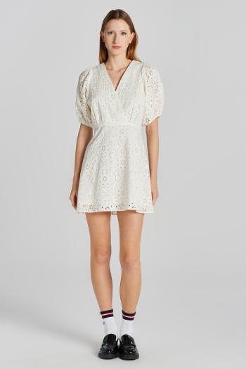 ŠATY GANT REG BRODERIE ANGLAISE DRESS EGGSHELL