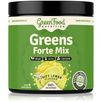 GreenFood Nutrition Greens Forte Mix prášok na detoxikáciu organizmu a podporu imunity príchuť Juicy Lemon 240 g