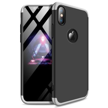 360° Ochranný kryt Apple iPhone XS Max čierny (strieborný)