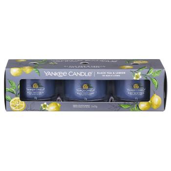 Yankee Candle Sada votivních svíček ve skle Black Tea & Lemon 3 x 37 g