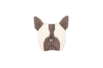 Dřevěná brož ve tvaru psa French Bulldog Brooch s praktickým zapínáním a možností výměny či vrácení do 30 dnů zdarma