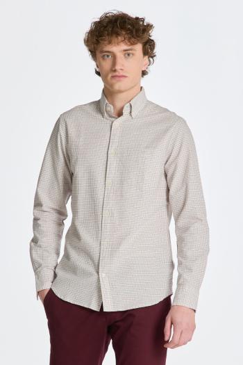 KOŠILE GANT REG TATTERSALL OXFORD SHIRT EGGSHELL