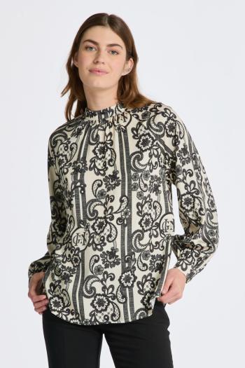 HALENKA GANT REL LACE PRINT TURTLENECK BLOUSE LINEN