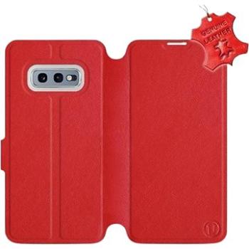 Flip pouzdro na mobil Samsung Galaxy S10e - Červené - kožené -   Red Leather (5903226814756)