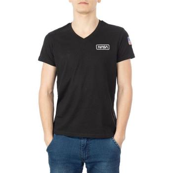 Nasa  BASIC FLAG V NECK  Tričká a polokošele Čierna