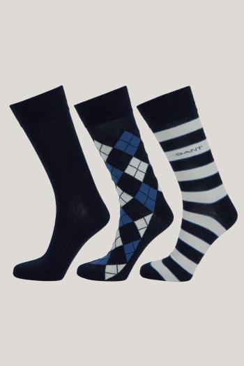 PONOŽKY GANT ARGYLE AND STRIPE SOCKS 3-PACK MARINE