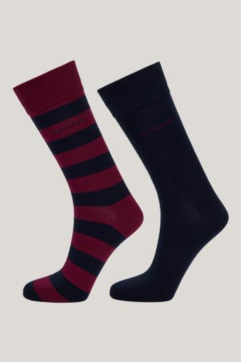 PONOŽKY GANT BARSTRIPE AND SOLID SOCKS 2-PACK RICH WINE