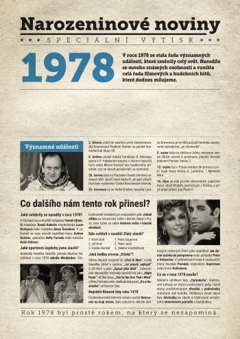 Narozeninové noviny 1978  s vlastním textem a fotografií, S textem