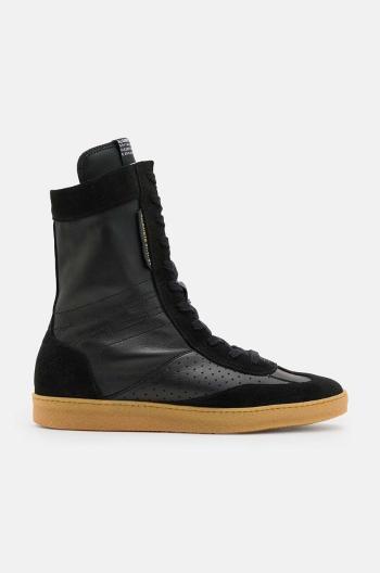 Kožené kotníkové boty AllSaints Louise High Top dámské, černá barva, na plochém podpatku, W070FB