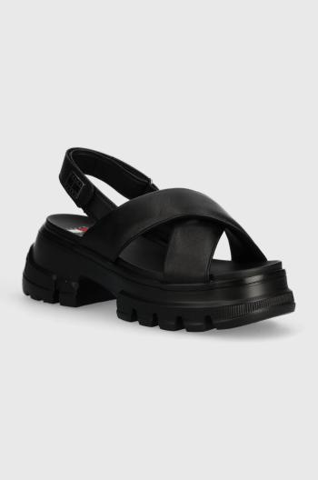 Sandály Tommy Jeans TJW CHUNKY CITY SANDAL dámské, černá barva, na platformě, EN0EN02525