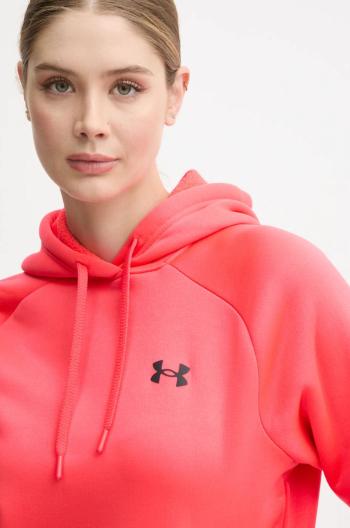 Mikina Under Armour Armour Fleece Pro dámská, červená barva, s kapucí, hladká, 1386504