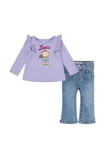 Kojenecká sada Levi's TEE & FLARE JEAN SET fialová barva, 1EK966