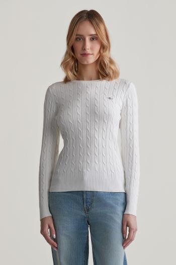 SVETR GANT STRETCH COTTON CABLE C-NECK EGGSHELL