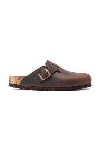 Kožené pantofle Birkenstock Boston pánské, hnědá barva, 860131