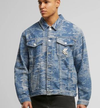 Bunda Karl KANI Og K Distressed Camo Os Denim Jacket Medium Blue - 2XL
