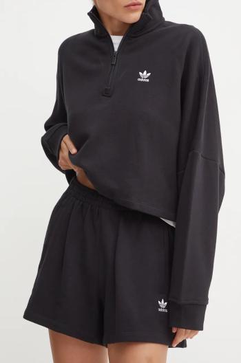 Bavlněné šortky adidas Originals černá barva, hladké, high waist, IY7343