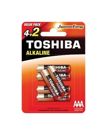 Ceruzaelem AAA (LR03) , 1.5 Volt , 6 darab , tartós , elem , Red Alkaline , TOSHIBA