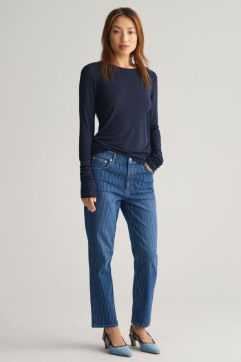 DŽÍNY GANT STRAIGHT CROPPED STRIPED JEANS MID BLUE