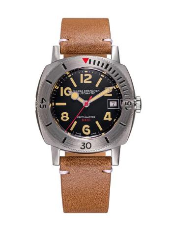 Nivada Grenchen Depthmaster Numerals Black - Brown Leather