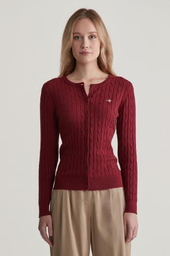 SVETR GANT STRETCH COTTON CABLE CARDIGAN PLUMPED RED