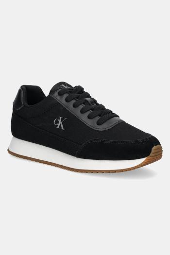 Tenisky Calvin Klein Jeans RETRO RUNNER LOW LACEUP CANVAS dámske, čierna farba, YW0YW01888