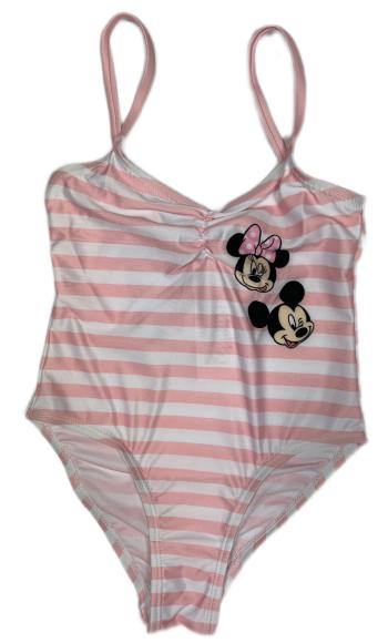 Eplus Jednodílné plavky - Minnie Mouse pruhované růžové Velikost - děti: 128/134