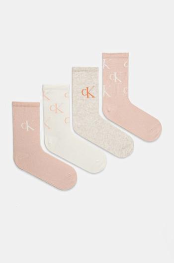 Ponožky Calvin Klein Jeans 4-pack dámské, oranžová barva, 701229463