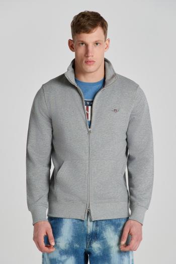 MIKINA GANT REG SHIELD FULL ZIP SWEAT GREY MELANGE