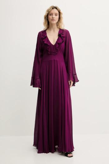 Šaty Twinset fialová farba, maxi, áčkový strih, 251TS2070