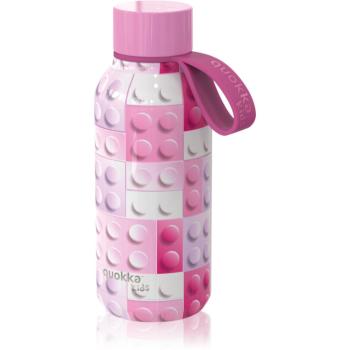 Quokka Solid Kids termoláhev s poutkem Pink Bricks 330 ml